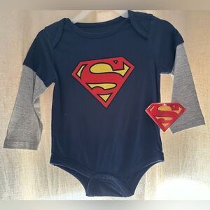 DC Comics Navy Blue & Gray Superman Logo Baby One-Piece Bodysuit
